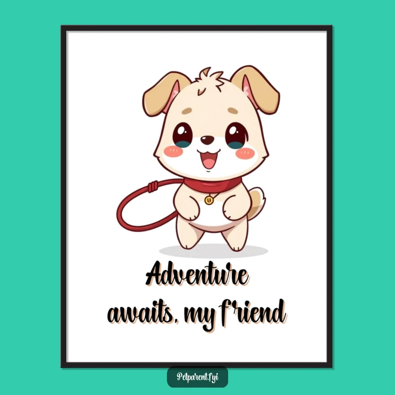 Funny Free Printable Wall Art: Happy Leash Dog's Joyful Pose - Downloadable Decor