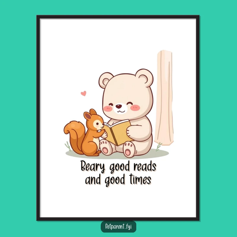 Free Printable Bear & Squirrel Wall Art: Cozy Storytelling Downloadable Decor