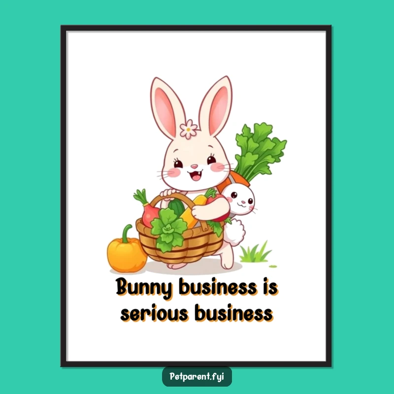 Funny Free Printable Wall Art: Happy Bunny Veggie Hunter for Quirky Home Decor