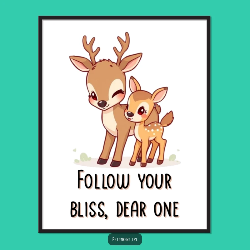 Funny Free Printable Deer Fawn Wall Art - Gentle Downloadable Nature Decor