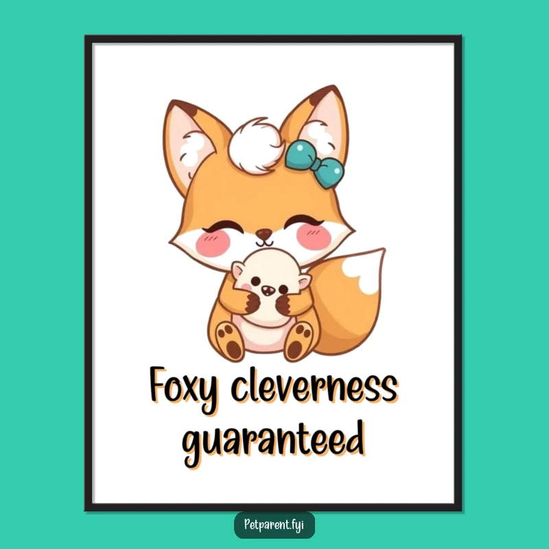 Funny Free Printable Kawaii Fox Art: Cute Toy Holder Downloadable Wall Decor!