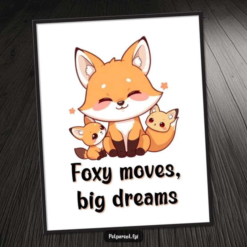 Funny free printable wall art: A playful fox character makes exaggerated silly faces, adding humor to any room.