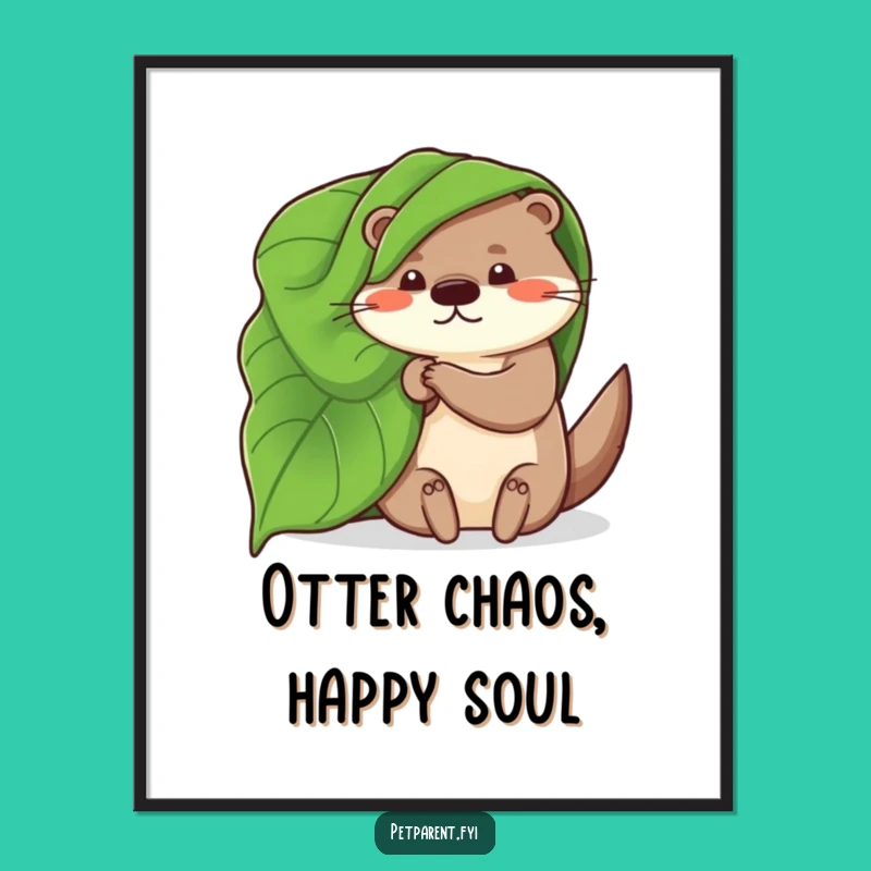 Free Printable Otter Wall Art: Cozy Leaf Blanket for Whimsical Downloadable Decor