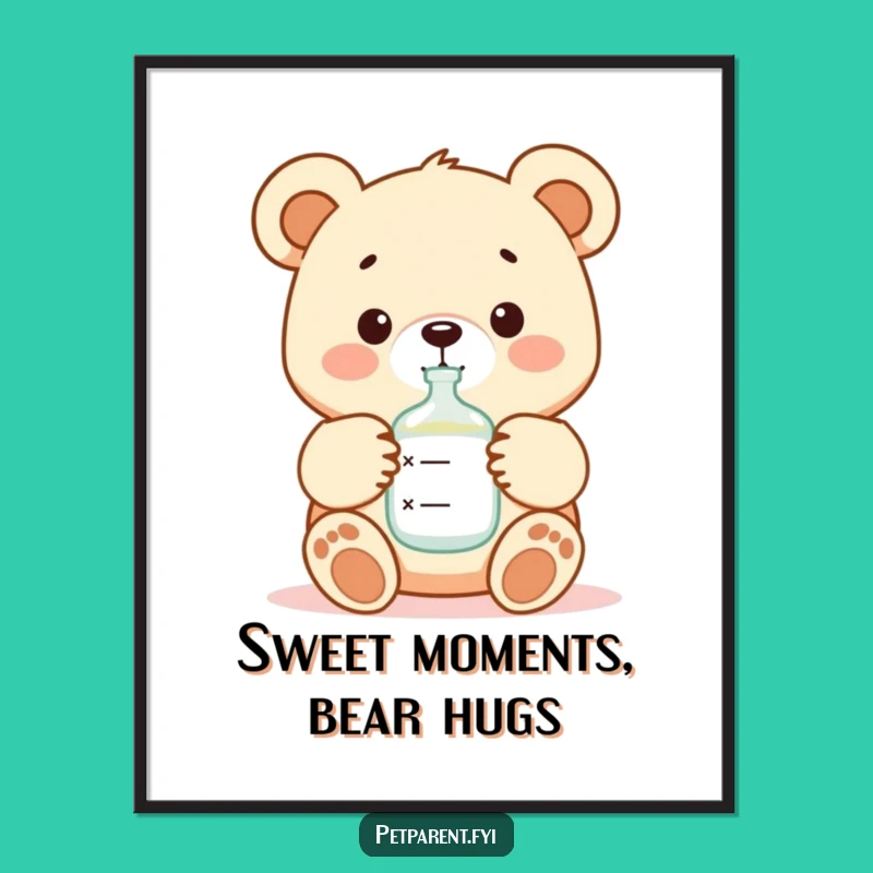 Free Printable Wall Art: Humorous Bear Nurturing Scene, Downloadable Decor