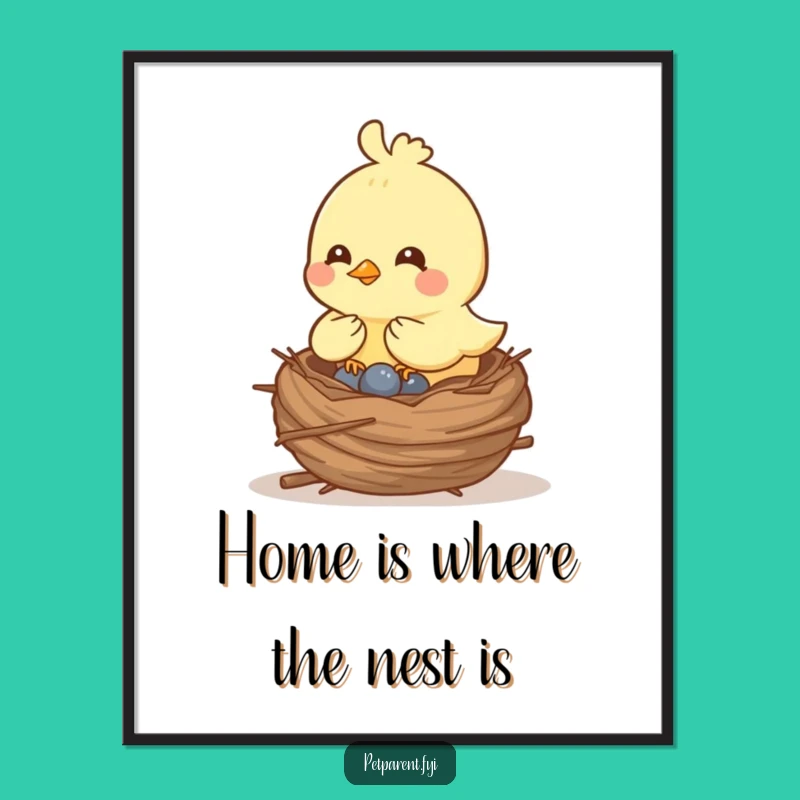 Free Printable Bird Wall Art: Cheerful Nest Builder Decor