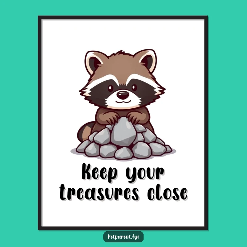 Funny Free Printable Raccoon Treasure Wall Art - Quirky Downloadable Decor