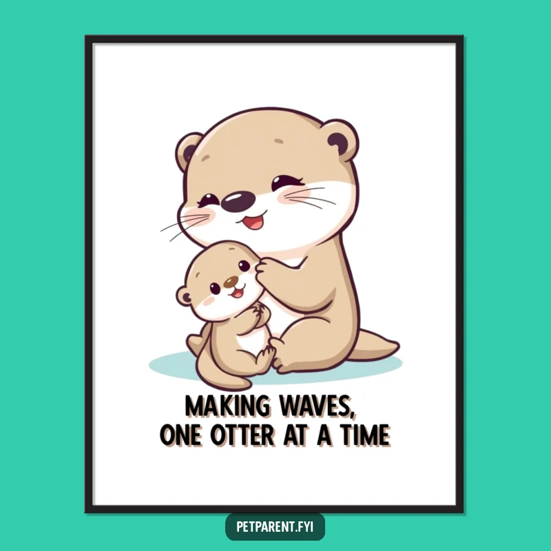Funny Free Printable Wall Art: Delighted Otter Family Play, Downloadable Nursery Decor