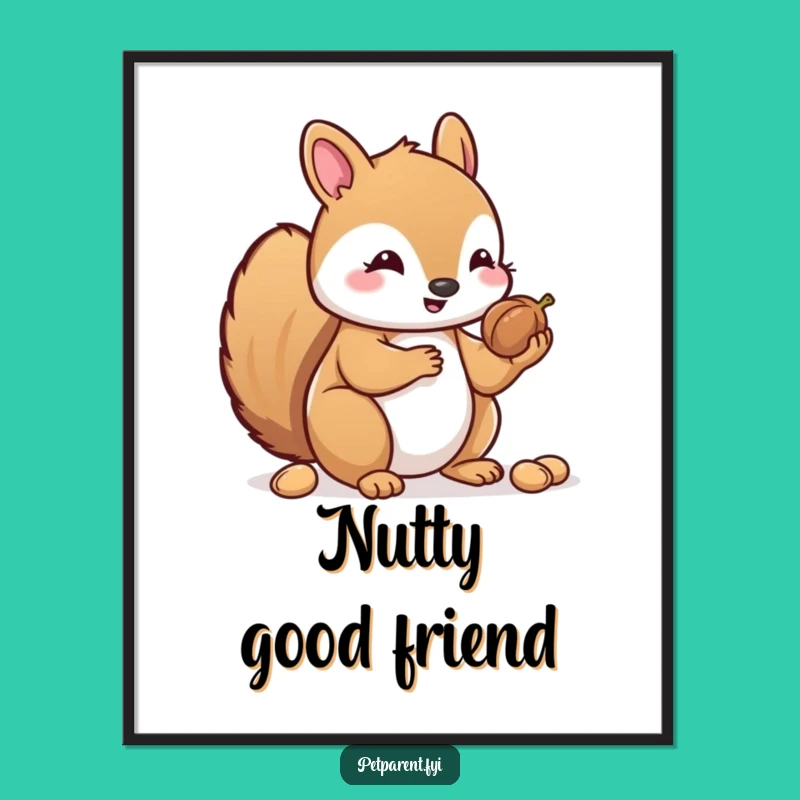 Funny Free Printable Kawaii Squirrel Art: Nut Sharing Downloadable Decor!