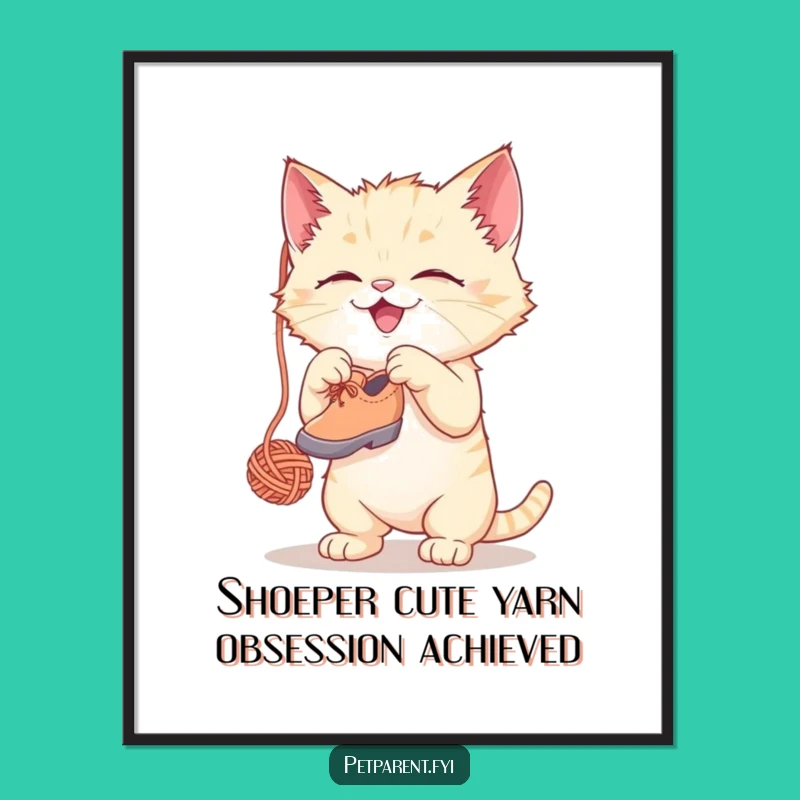 Free Printable Wall Art: Kitten Shoe Yarn Funny Downloadable Art