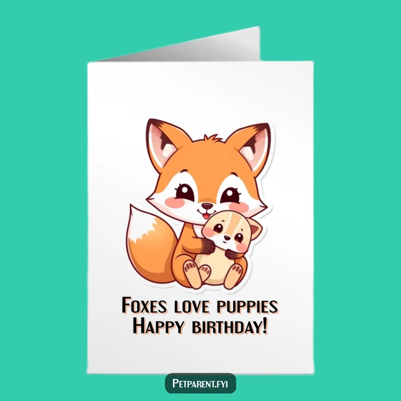 Free Printable Fox & Puppy Birthday Card: Adorable & Funny Downloadable Gift