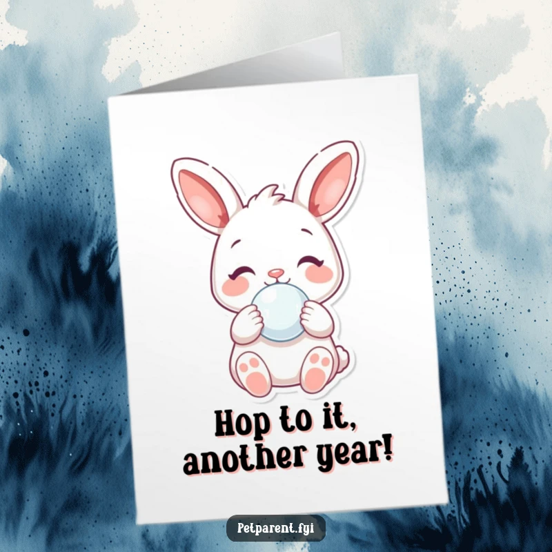 Funny Free Printable Birthday Card showcasing a joyful rabbit character holding a pacifier, perfect for a baby-themed celebration.