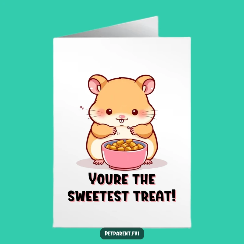 Free Printable Hamster Birthday Card: Food Bowl Fun - Funny Downloadable Gift