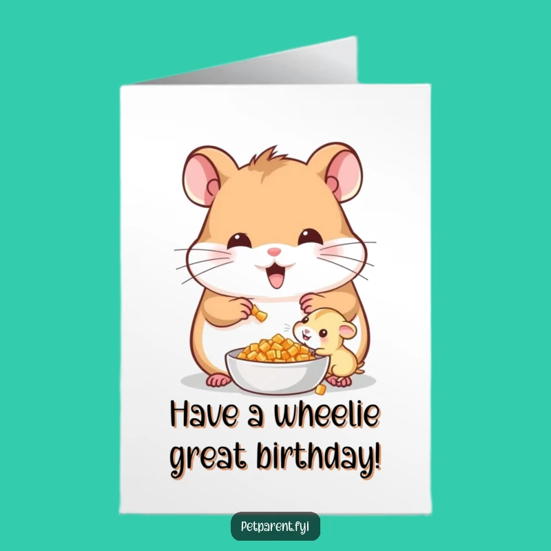 Free Printable Birthday Card: Cheerful Hamster Family - Funny Downloadable Gift!