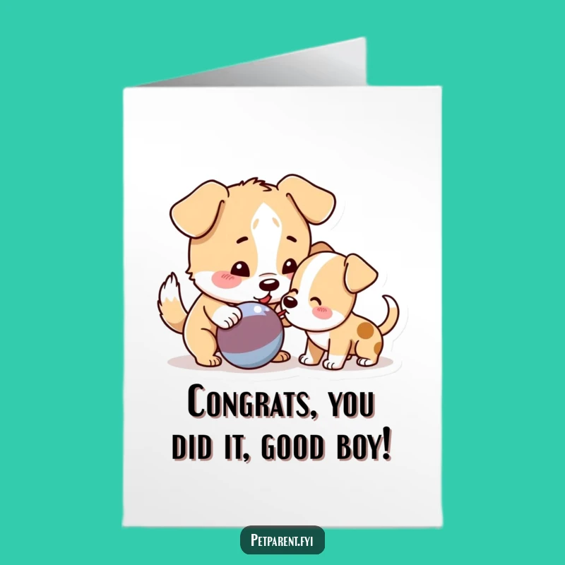Free Printable Congratulations Card: Puppy Playtime Joy, Downloadable Gift for Families