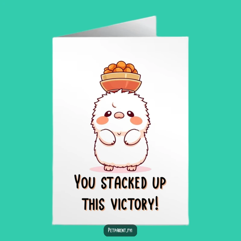 Free Printable Congrats Card: Creature's Balancing Bowl Triumph
