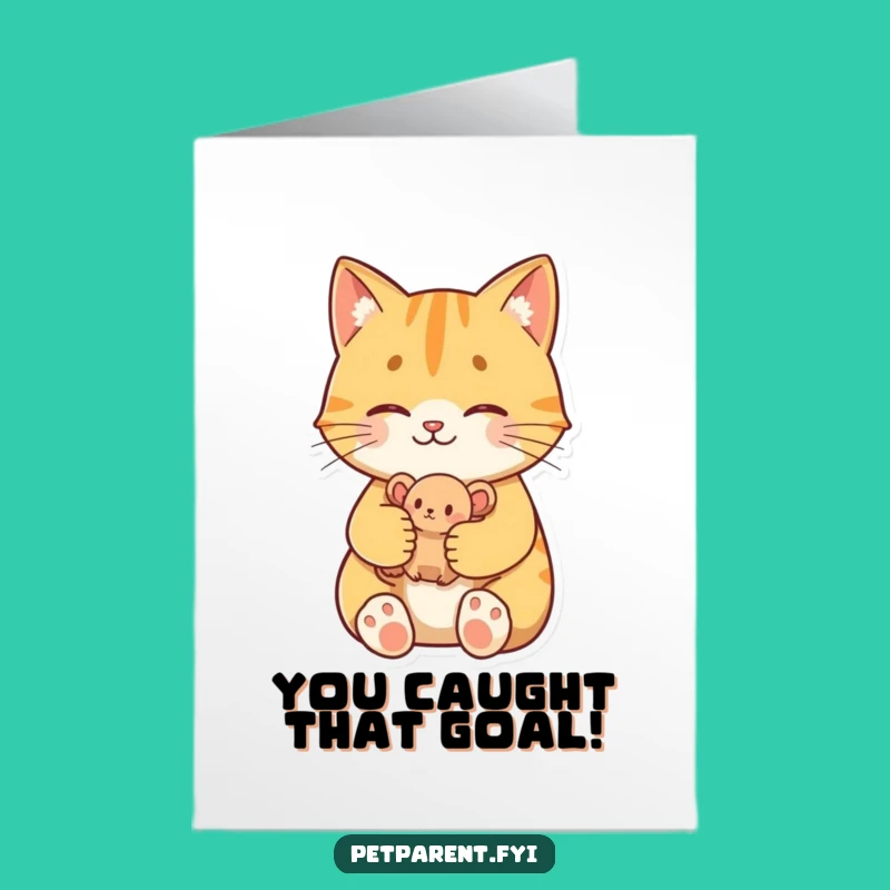 Free Printable Congrats Card: Proud Cat & Mouse Toy - Funny Downloadable Gift!