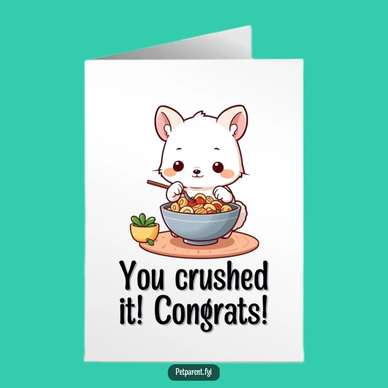 Free Printable Congratulations Card: Animal Chef's Winning Recipe - DIY Download