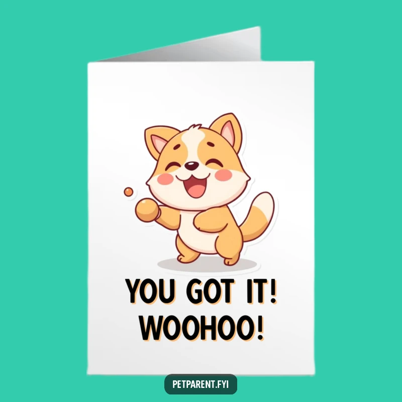 Free Printable Fetching Animal Congratulations Card: Funny Downloadable Celebration of Success