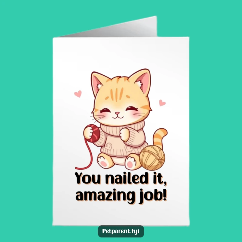Free Printable Cat Congrats Card: Purrfect Achievement Downloadable