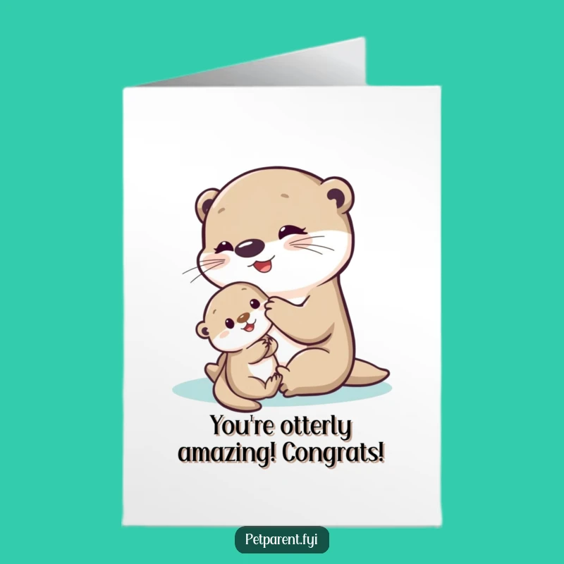Free Printable Congratulations Card: Otter Family Joy, Downloadable Gift for New Beginnings