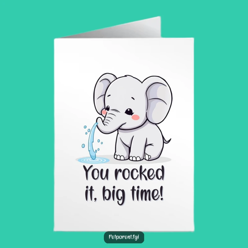 Free Printable Kawaii Elephant Congrats Card: Hilarious Water Sprayer Downloadable!