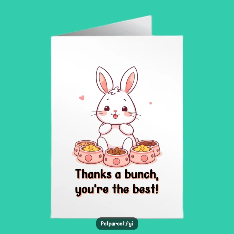 Free Printable Funny Rabbit Thank You Card - Downloadable Pet Bowl Rabbit Gratitude