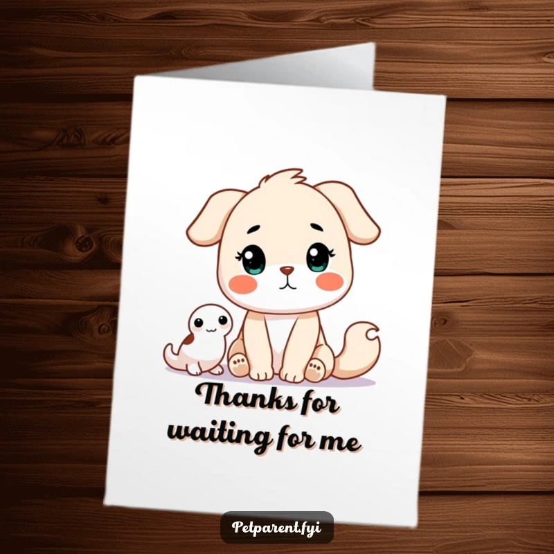 Funny Free Printable Thank You Card featuring a patient animal character longing for a pet, expressing gratitude with humor.