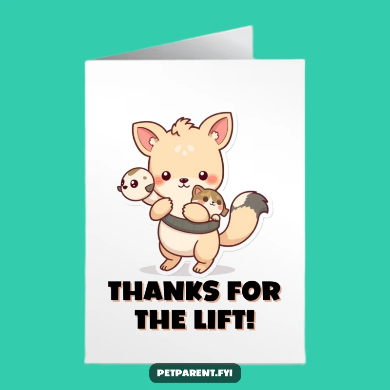 Free Printable Thank You Card: Playful Animal Gives Ride - Funny Downloadable Gift!