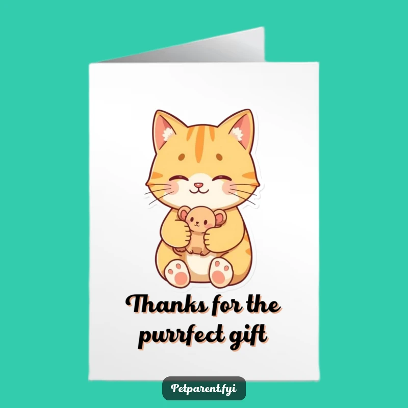 Free Printable Thank You Card: Proud Cat & Mouse Toy - Funny Downloadable Gift!