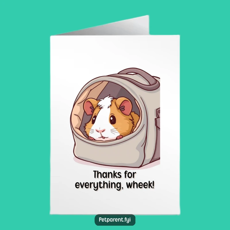 Free Printable Thank You Card: Guinea Pig Cozy Carrier Funny Downloadable Gift