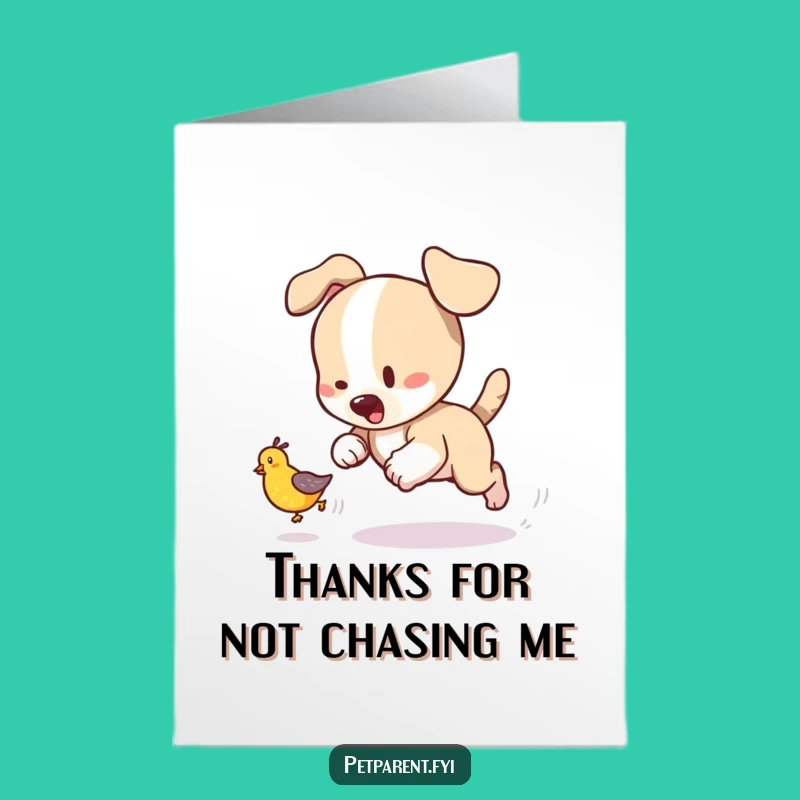 Free Printable Puppy Thank You Card: Pup's Chase Funny Downloadable Gift of Gratitude