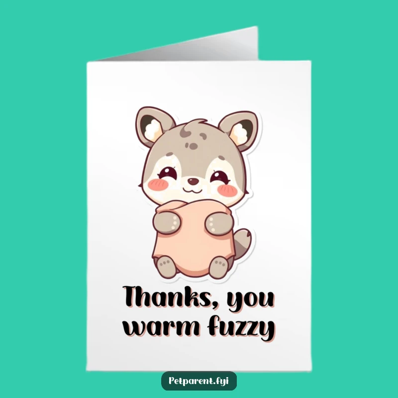 Thank You Free Printable Card: Smiling Animal & Cozy Blanket, Sweet Downloadable Gift