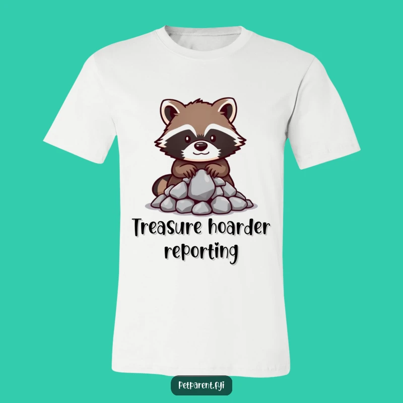 Funny Raccoon Treasure T-Shirt: Rock Guardian - Comfy & Humorous Tee