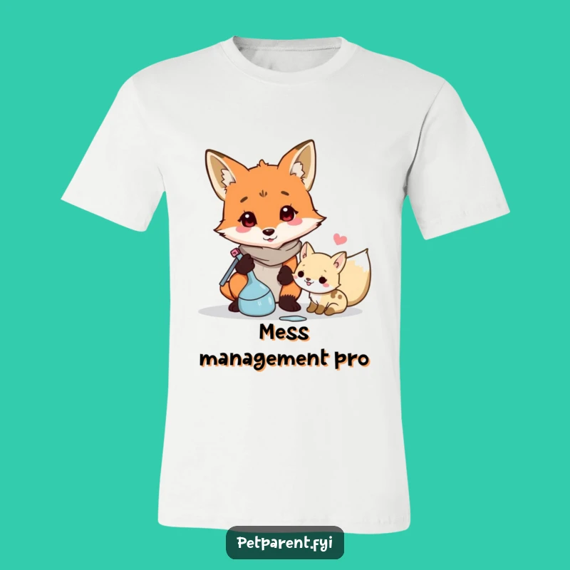 Funny Fox Cleaner Tee: Wearable Cartoon Character Pride for the Tidy