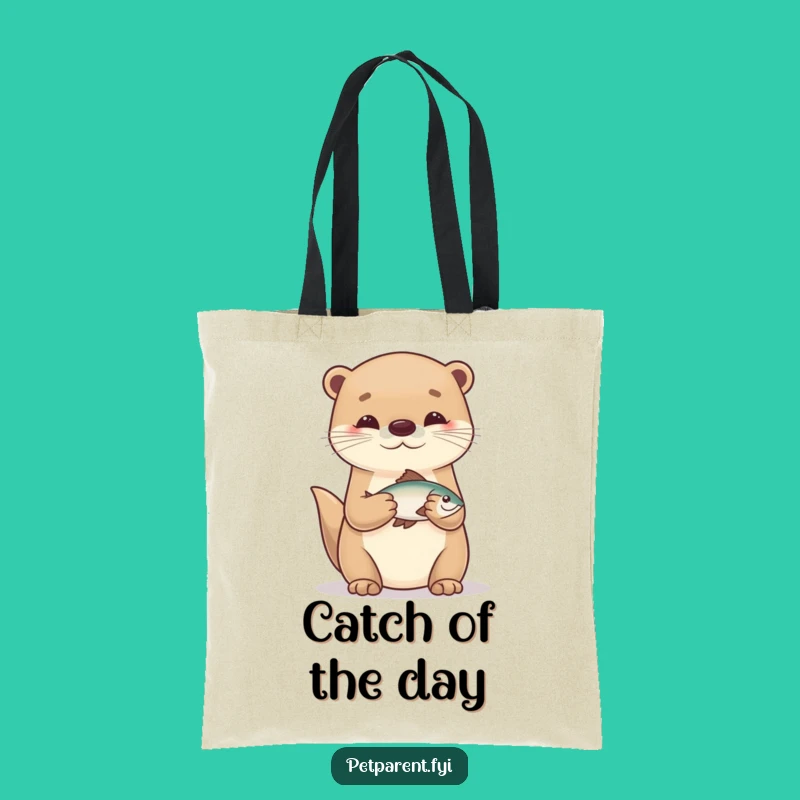 Funny Otter Fisherman Tote Bag: Stylish Cartoon Character Accessory for Outings