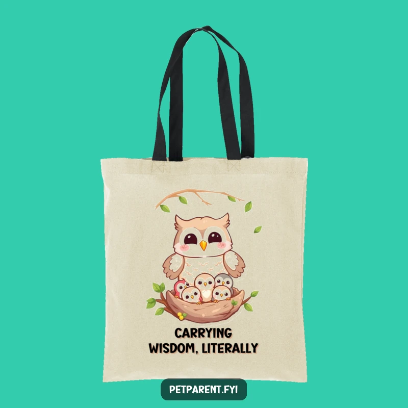 Funny Owl Tote Bag: Joyful Guardian & Owlets - Practical & Humorous Carry-all